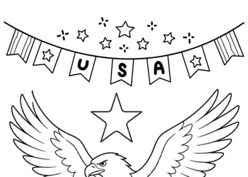 American Eagle Independence Day Fourth of July Coloring page